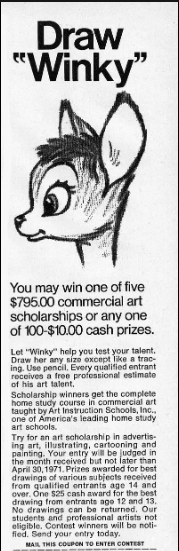 Ad for Draw Winky and Art School training