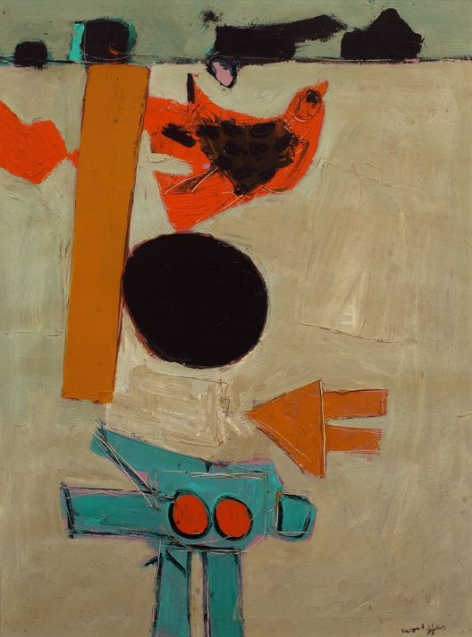 Emerson Woelffer, Birds and Black Sun, 1956, 40x30 inches, oil