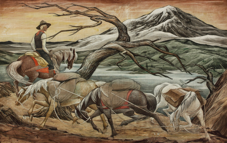 Lewis Mechau Tom Kenney Comes Home, 1944, 31x48 inches, tempera on board